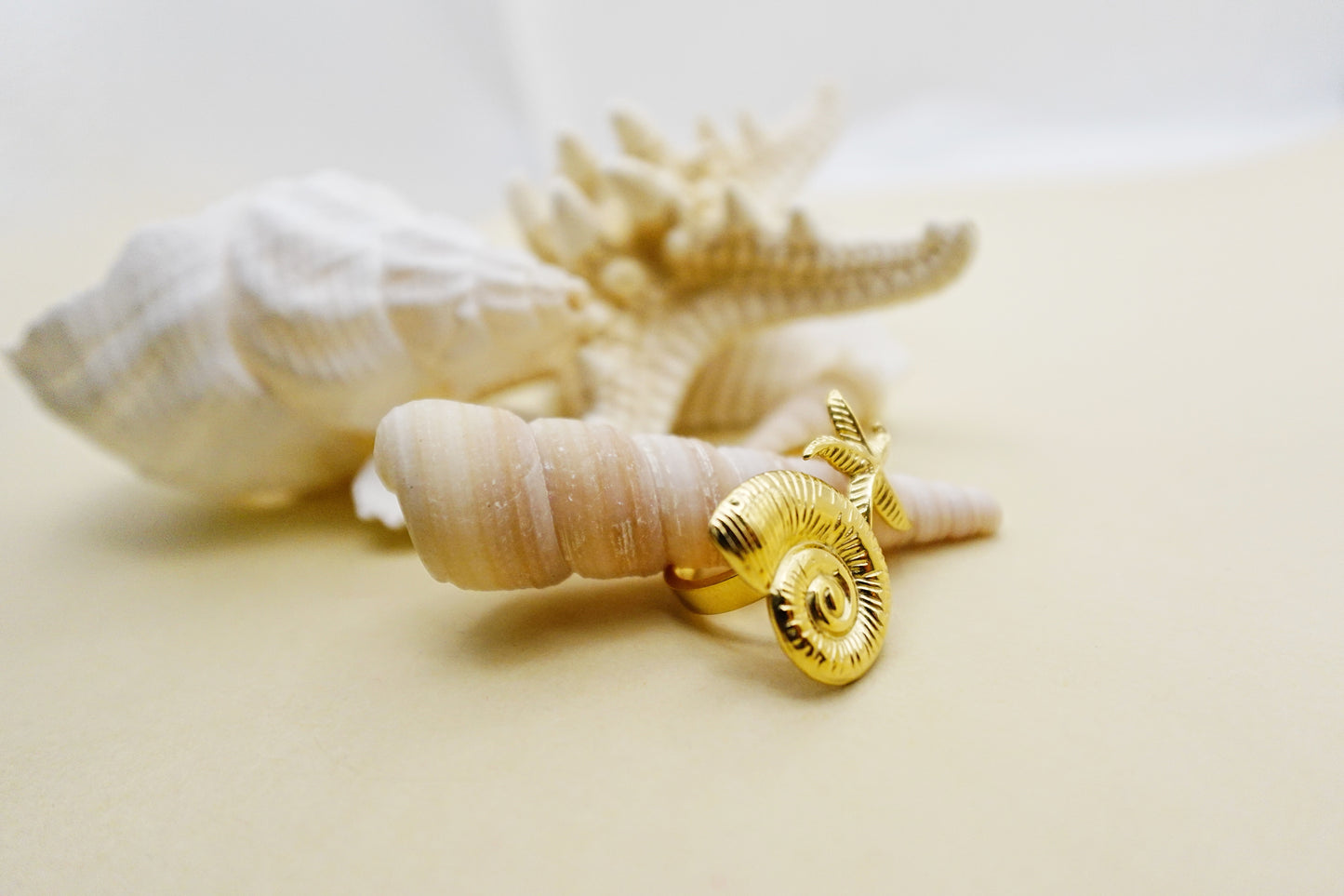Marina Ring – 18K Gold Plated, Waterproof Starfish & Seashell Ring