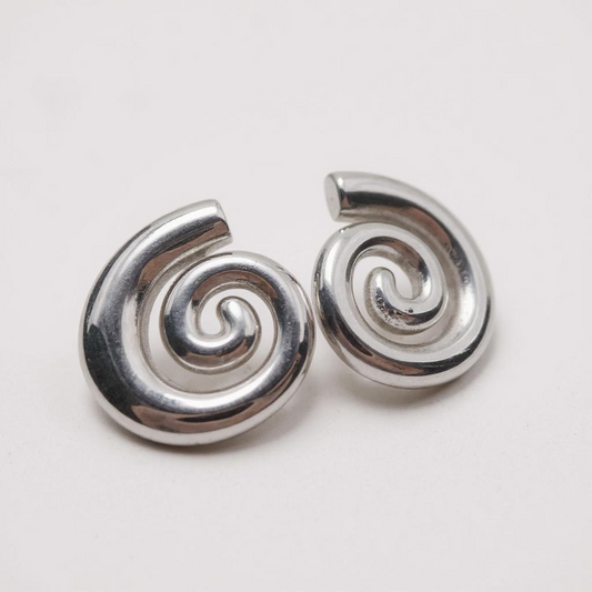 Nerina Earrings – Silver Spiral Earrings | Waterproof, Coastal Jewelry | Summer 2025