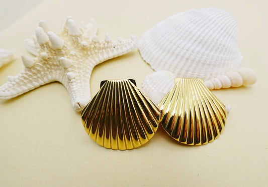 Summer Gold Seashell Earrings – Water Resistant Lightweight Beach Jewelry