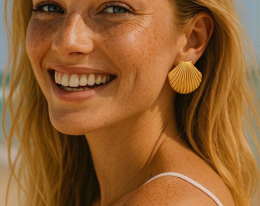 Summer Gold Seashell Earrings – Water Resistant Lightweight Beach Jewelry